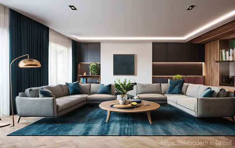 현대건축물 스마트 홈 시스템 - Here are three detailed image prompts in English, designed to adhere to your guidelines: