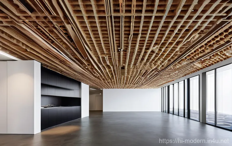 현대건축물 방음 건축 기술 - **Prompt:** "An inviting, cozy living room viewed from inside, focusing on a robust, specially desig...