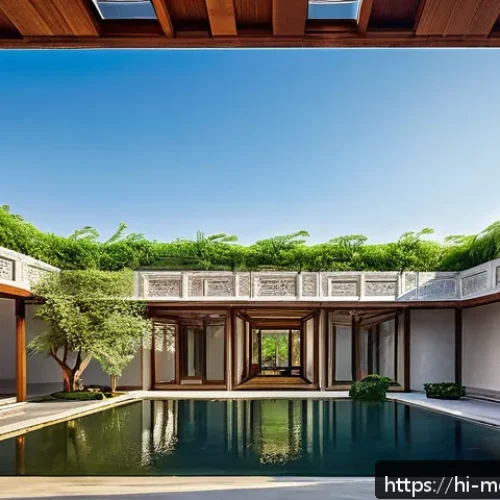 Home 32 현대건축물 유명 건축가 작품 - A modern eco-friendly architectural building inspired by traditional Rajasthani haveli elements, fea...