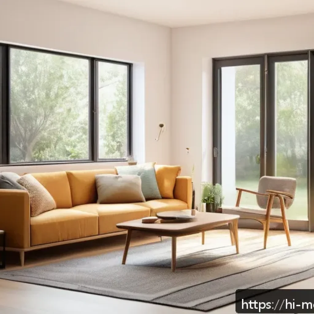 현대건축물 공동주택 최적 설계 - A modern smart home interior featuring minimalist multifunctional furniture such as foldable tables ...